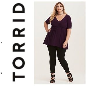 Torrid Plum Ruched Front Babydoll Short Sleeve Top